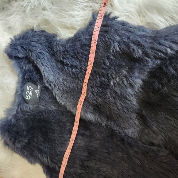 525 America Luxe Womens Size XS Rabbit Fur Outerwear Vest Jacket Blue Open Front - Picture 6 of 11